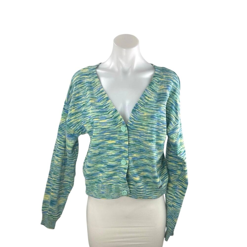 Hollister Multicolor Space Dye V Neck Long Sleeve Button Cardigan Sweater Top M